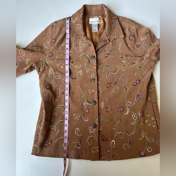Vintage Draper’s and Damon’s Brown Floral Embroidered Retro Shirt Jacket Small - Picture 5 of 7